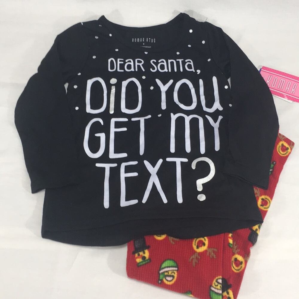 Komar Kids Dear Santa Pajamas, Red, Girls Size 4